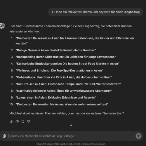 WebPilot Blog 2 Keywörter und Themen finden für Blogbeiträge